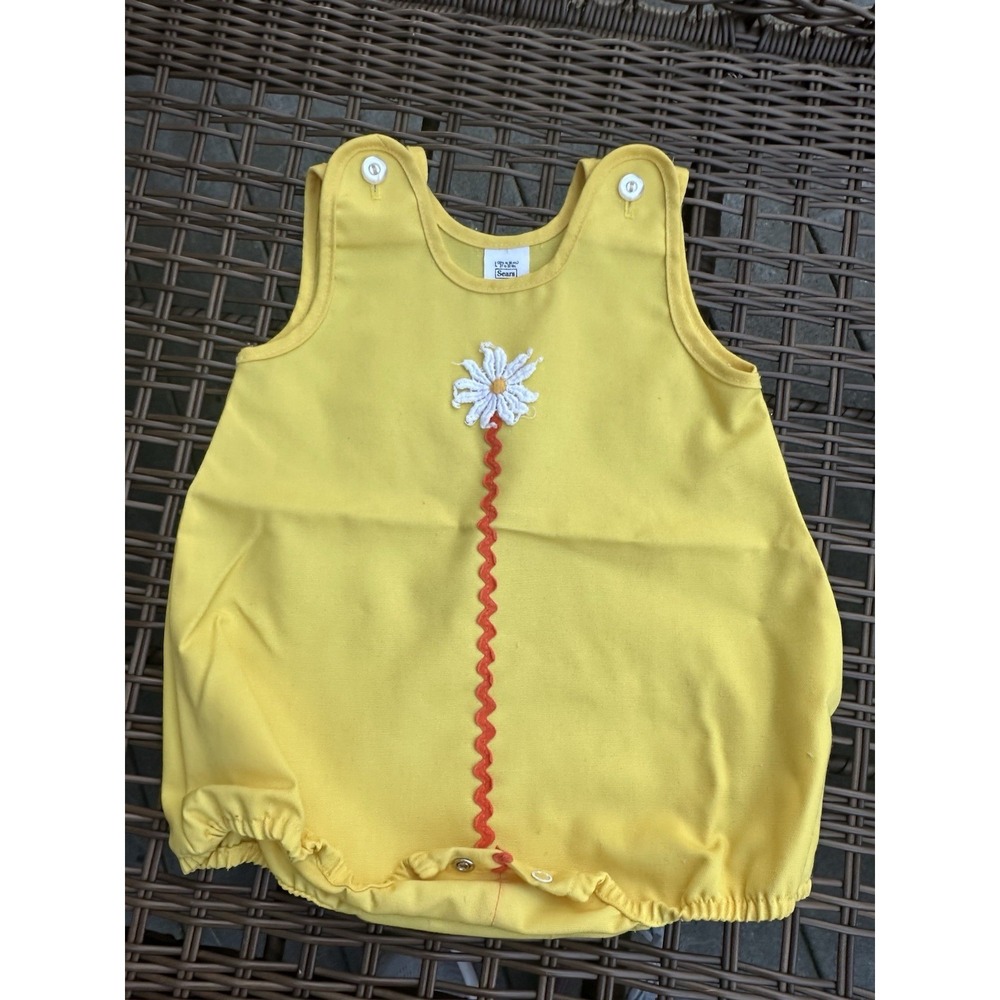 *Vintage Sears Perma Prest Baby yellow  Overalls Early 70s Size L (27-32)